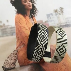 Artisan Crafted Black and White Woven Cuffs (Two) are New without Tags!
